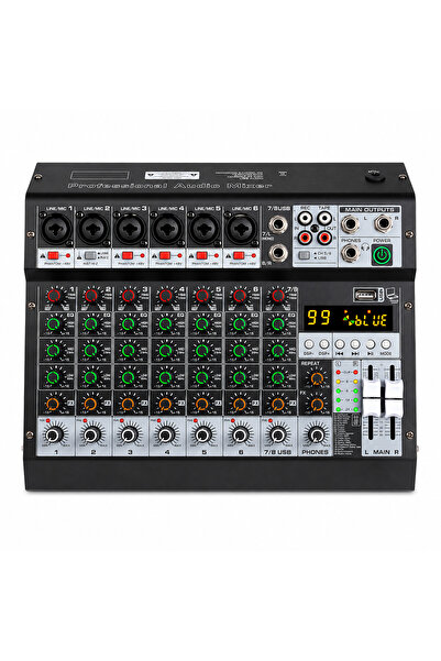 OEM Pasiv, mixer audio, KT8M, 8 canale, Stereo canal, USB, Bluetooth, 99 digi...