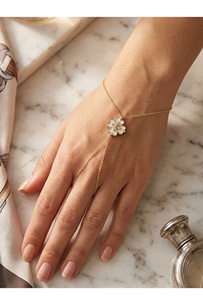 GİS JEWELRY Pearlescent Clover Zircon Detailed Steel Şahmeran