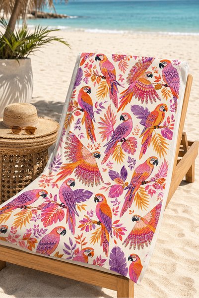 milroma Colorful Parrot Tropical Patterned 70X150 Beach Towel