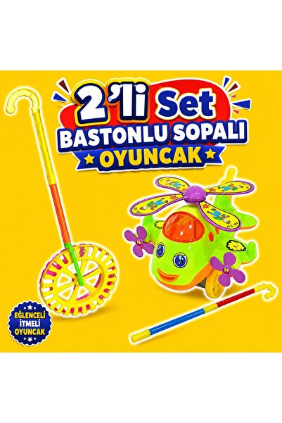 alpmodel Hayu Uçak Çıngıraklı Tekerlekli Çın Çın Sürmeli Sopalı Baston Eğitic...