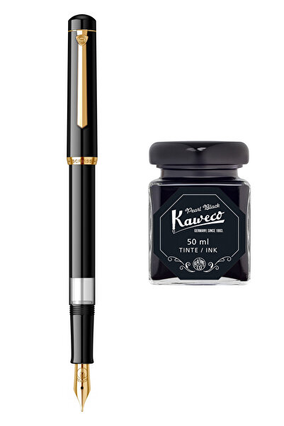Kaweco Scrikss Pistonlu Siyah Dolma Kalem + 50 ml Siyah Şişe Mürekkep - Wiz D...
