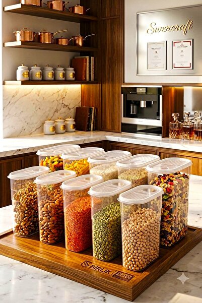 new rise 12 Adet BEYAZ Erzak Bakliyat Saklama Kabı ( 6 ve 4 Litre ) Kiler Box Lüks Şık Kutu Çeyiz Seti