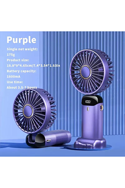 Choice5 Purple Handheld Mini Fan 3000mAh Foldable Portable Desk Outdoor Neck ...