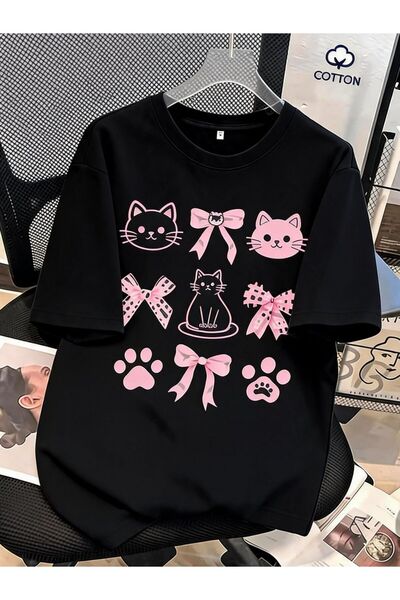 23 nisan A Printed Design Featuring Heart Bow in Pink Graffiti Style, Made fr...