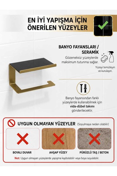 edil tasarim Toilet Paper Holder with Shelf |   Metal Body |   Phone and Accessory Rack with Shelf |   Adhesive & Screw Mounting