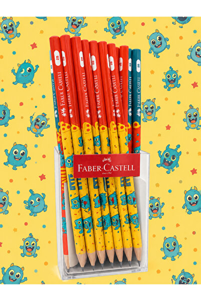 Faber Castell Pixel Beasts Desenli kurşun kalem 2B Kaliteli Yuvarlak Gövde 1 ...