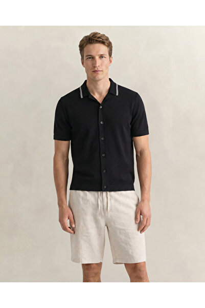 Gant Erkek Siyah Regular Fit Kısa Kollu Resort Yaka Gömlek