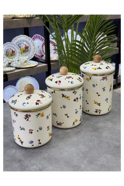 Doğudeko Petit Fleur Emaye 3 Lü Kavanoz