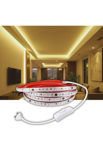 burul 10 Metre Gün Işığı Hortum Şerit Led Yapışkanlı 220v Yüksek Lümen Işık A...