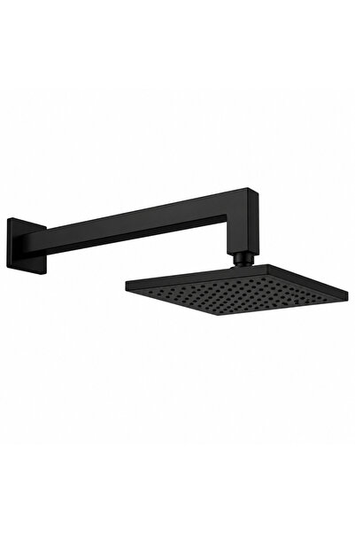 Eca Tiera Mat Siyah Duş Başlığı 25x25 cm, 40 Cm Duvardan Çıkış Borusu Dahil -...