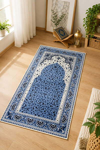 HALISHOP Yumuşak Dokulu Kaymaz Taban Makinede Yıkanabilir Lüks Seccade Namazlık