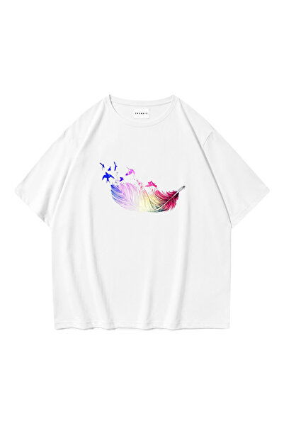 Trendiz Unisex Feather Tshirt White