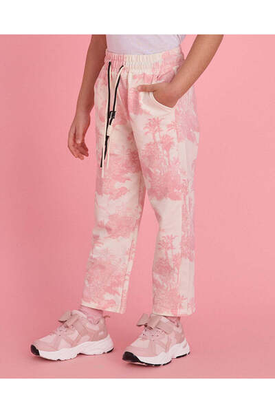 REDTAG Girls White And Pink Floral Print Trousers