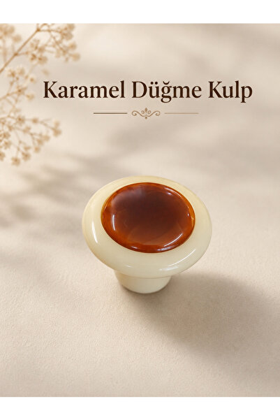 Mas Kulp Karamel Yuvarlak Düğme Kulp Şık Dolap Çekmece Kulpu (Vida Dahil)