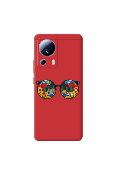 Other Xiaomi Mi 13 Lite Round Glasses Red Colored Silicone TPU Θήκη