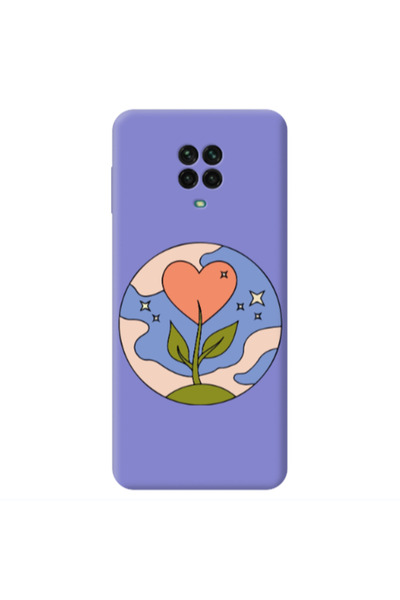 Other Xiaomi Redmi Note 9 Pro Hearted Flower Purple Colored Silicone TPU Θήκη