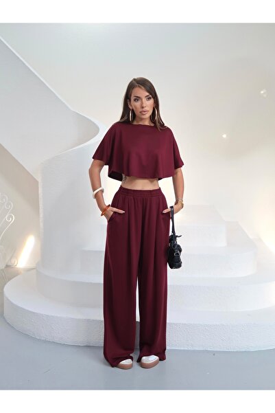 Paw Garage Women's Elina Cape Blouse Palazzo Pants Set - Summer Modal Fabric