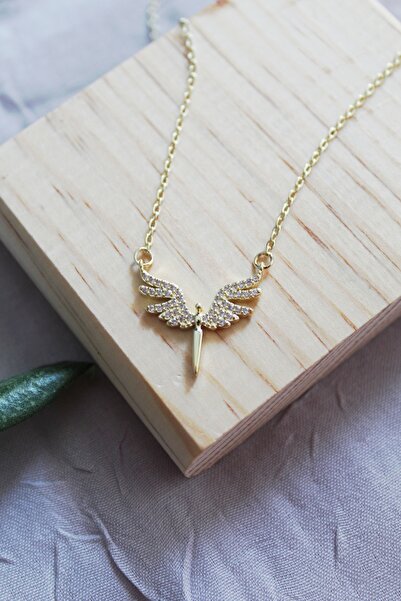Kudi Oyuncak Dragonfly Bird Model Tiny Stone Gold Color Necklace