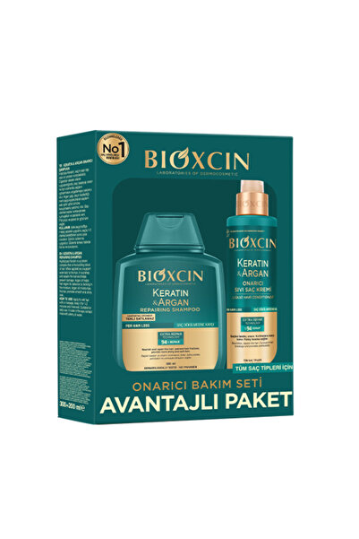 Bioxcin Keratin & Argan Onarıcı Bakım Avantaj Seti - Şampuan 300 ml + Sıvı Sa...