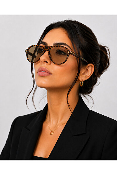 CASPARA Premium Leopard Pattern Pilot Sunglasses Uv400 Unisex Brown Glass Lig...