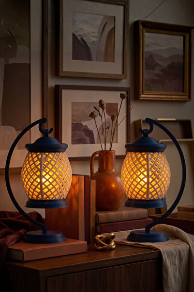 Shapy Dekoratif Kandil Seti 2’li - Pilli Tealight Mum Hediyeli Askılı Masa Süsü