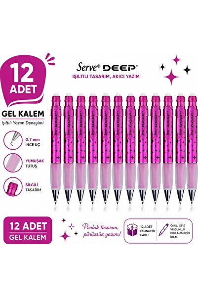Serve Deep Versatil Kalem Uzay Temalı - Metalik Pembe 12'li Paket