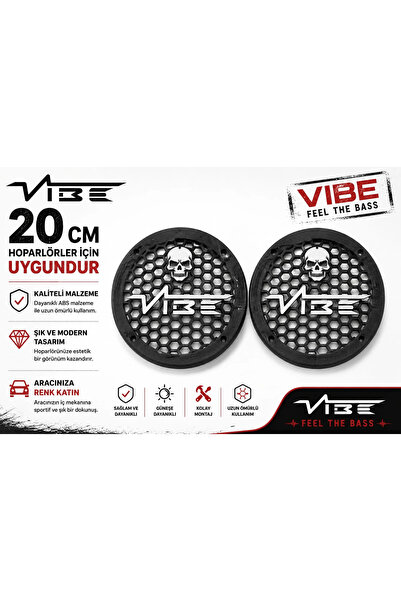 VİBE Black Death 20cm Hoparlör Kapağı - Logolu Kaliteli Plastik Midrange Hopa...