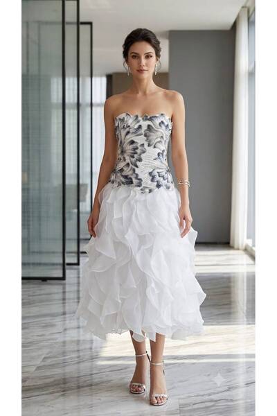 Ahlaa mawda White Evening Dress Mid-High-End