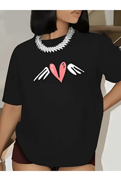 BASEPULSE Women's French-Inspired Heart Fork Knife Print Short Sleeve T-Shirt...