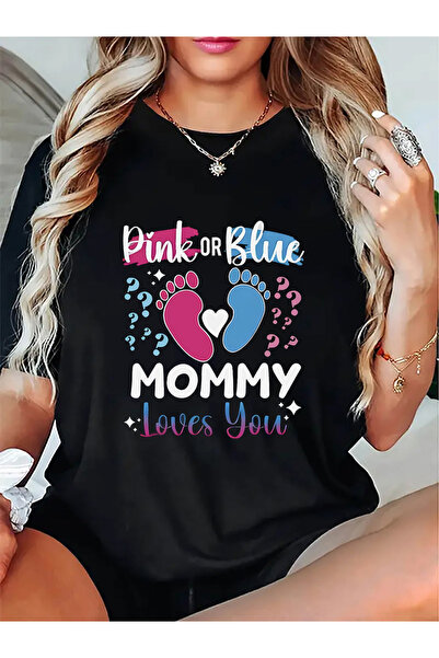 212Wear تي شيرت نسائي صيفي بأكمام قصيرة باللون الوردي أو الأزرق مع طباعة "Mom...