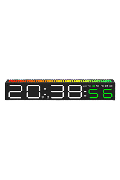 Choice5 ساعة منبه رقمية LED طراز 6673WG مع شريط إضاءة ملون يتفاعل مع إيقاع ال...