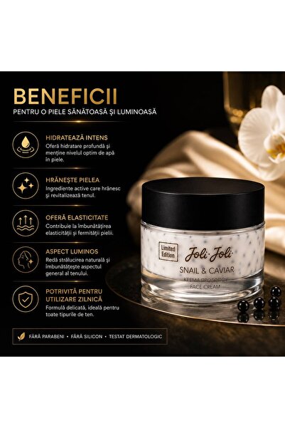 Joli Joli Cremă de Față Black Caviar Premium, 50 ml Hidratare Intensă și Îngr...