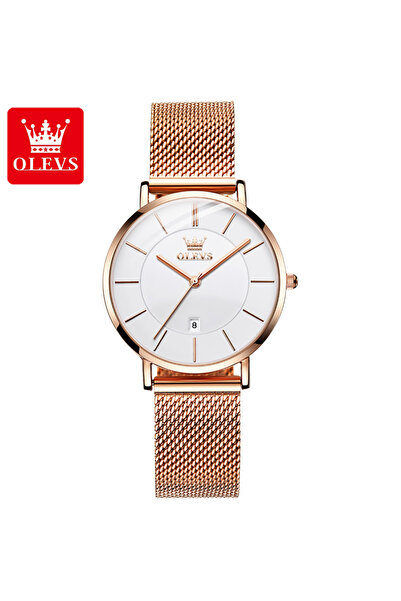 choice2 ساعة كوارتز OLEVS 5869 بيضاء للنساء من WD-Rose، ساعة نسائية رفيعة للغ...