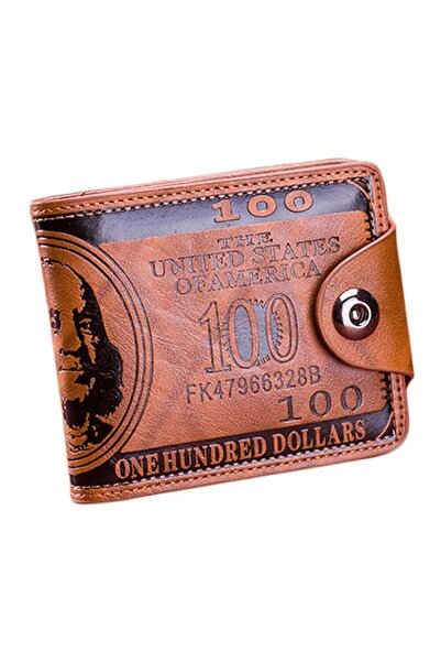 Choice BROWN Men's Wallets With 100 US Dollar Pattern Wallet Male Leather Wal...