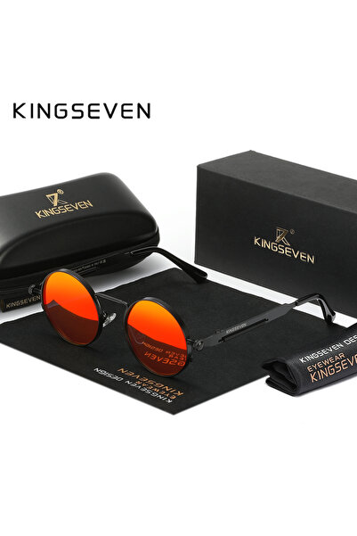 Choice3 Black Red KINGSEVEN Brand Men Polarized Steampunk Round Sunglasses Ma...