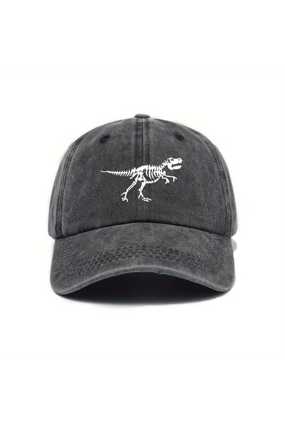 Choice3 black Fashionable and casual dinosaur skeleton printed baseball cap i...