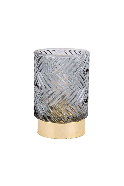 Present Time Κηροπήγιο με φωτισμό LED Ζιγκ Ζαγκ PT3689GY 8,5x13εκ. Γκρι