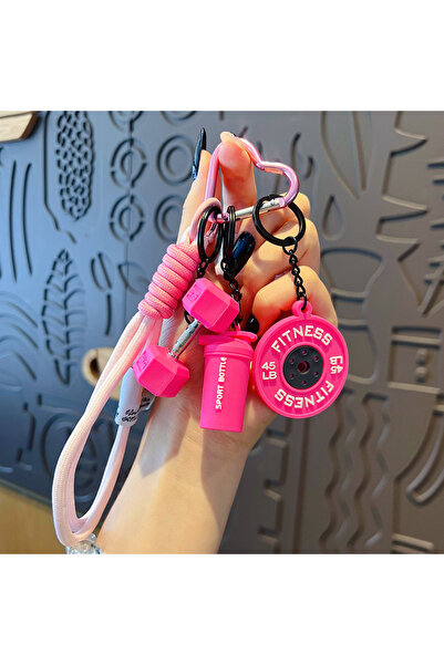 Choice pink Mini Barbell Plates Keychain with D-shaped Buckle Water Cups Simu...