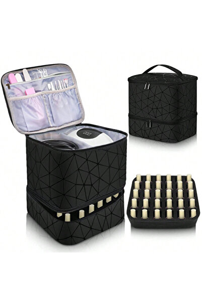 Choice black HOMEFISH Portable Double-layer Nail Polish Storage Bag Organizer...