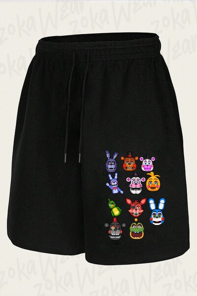 ZOKAWEAR Unisex Fnaf Five Nights V10 Design Printed Shorts