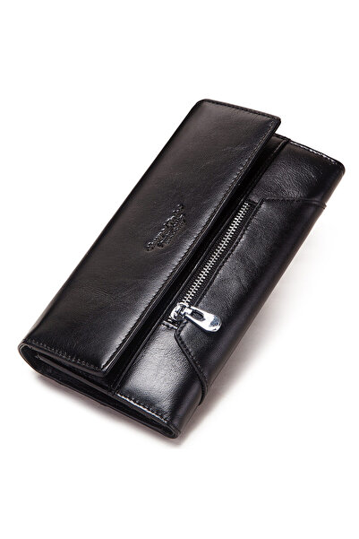 Choice Black HUMERPAUL Fashion Women Genuine Leather Wallet RFID Blocking Tri...
