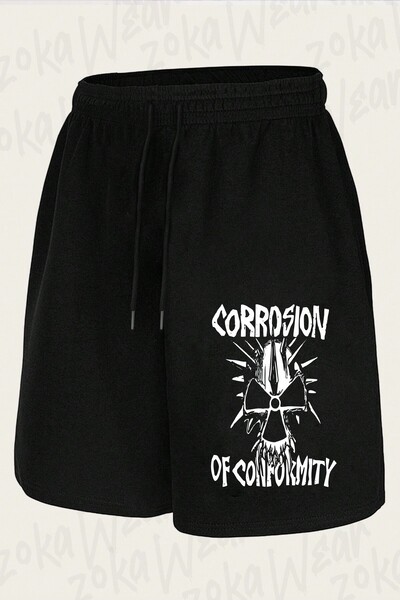 ZOKAWEAR Unisex Corrosion of Conformity Design Printed Shorts