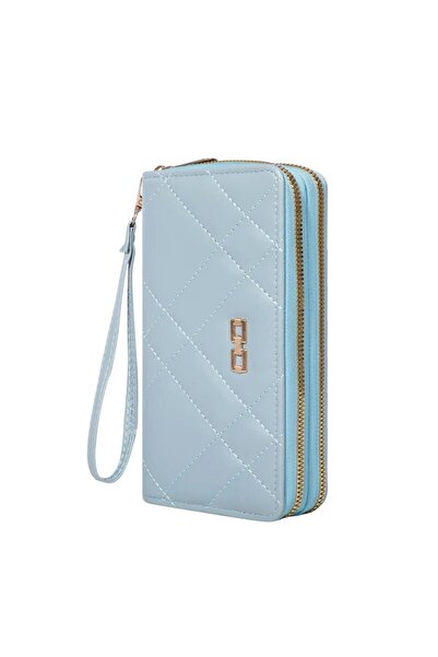 Choice4 blue Chic Quilted Long Wallet for Women - Secure Zipper, Multiple Car...