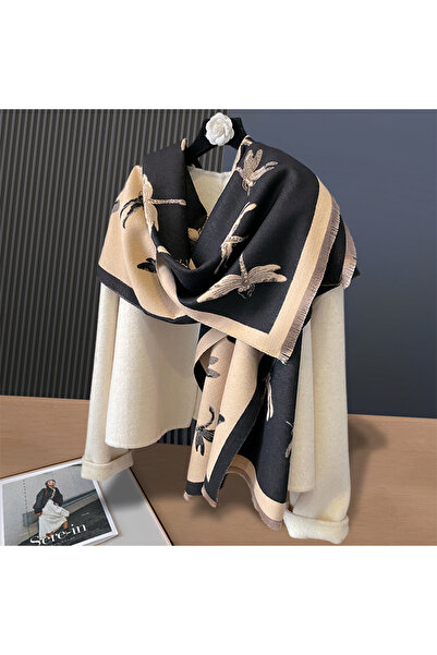 choice2 black Winter Warm Cashmere Dragonfly Shawl Fashion Scarf Women Necker...