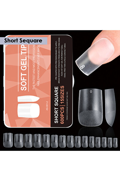 choice2 AS-001-2 600pcs Matte Press On Nail Tips Full Cover Fake Nails 15 Siz...