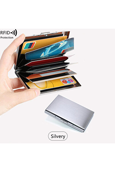 Choice4 AB029-Silvery RFID shielded ID holder simple and ultra-thin portables...
