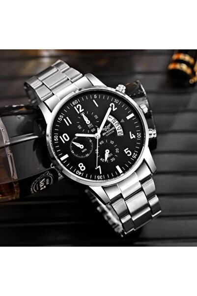 Choice3 Silver Black Luxury Men Business Watches Fashion Calendar Quartz Watc...
