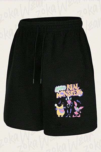 ZOKAWEAR Unisex Aaahh!!! Real Monsters 90's Design Printed Shorts