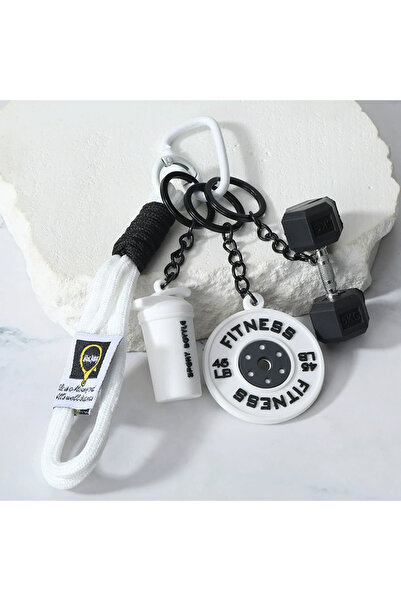 Choice11 a-white Fitness Keychain Gym Lovers Fitness Enthusiast Gift Barbell ...