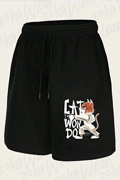 ZOKAWEAR Unisex Cat Won Do Taekwondo Design Printed Shorts